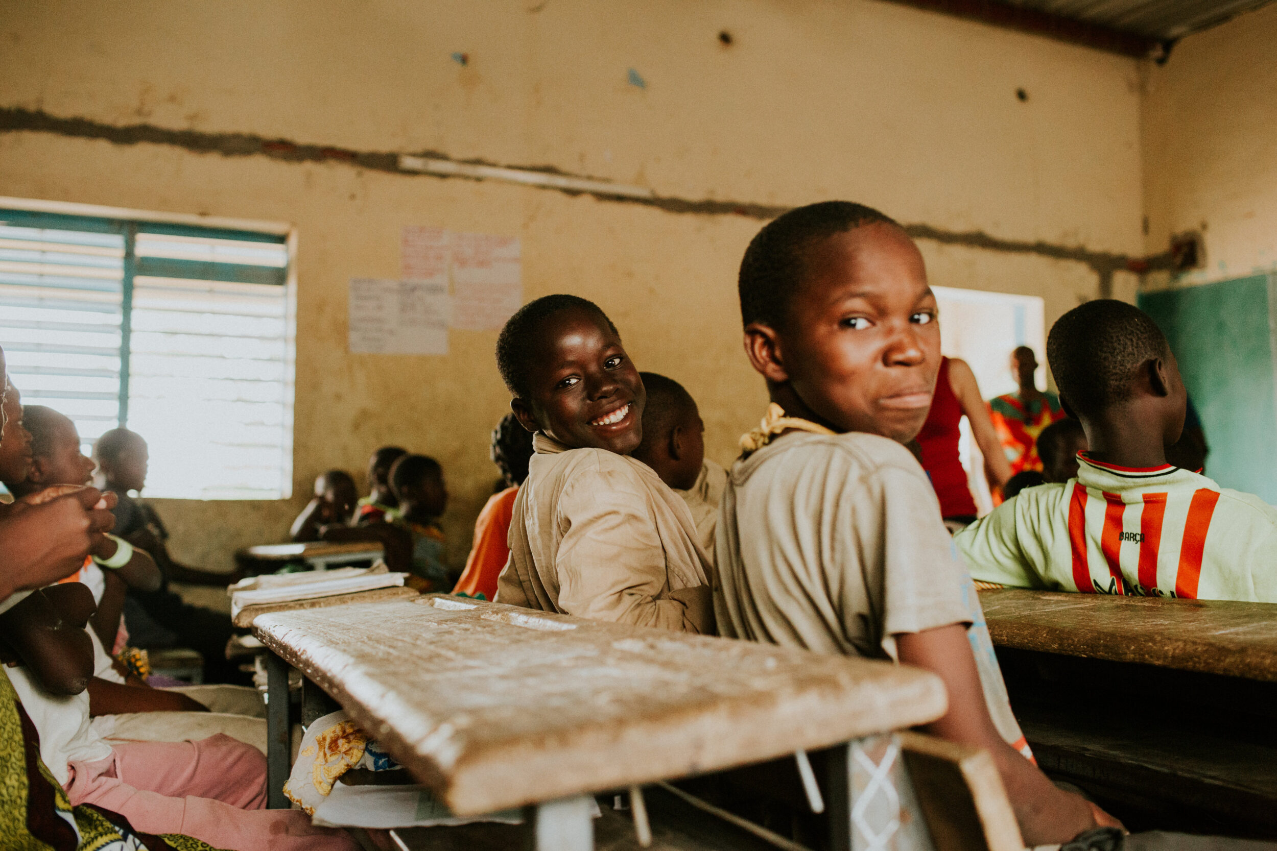 Children smiling together at school